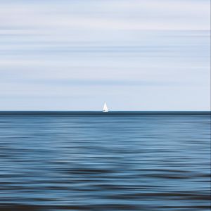 Preview wallpaper sailboat, horizon, sea, waves, sky