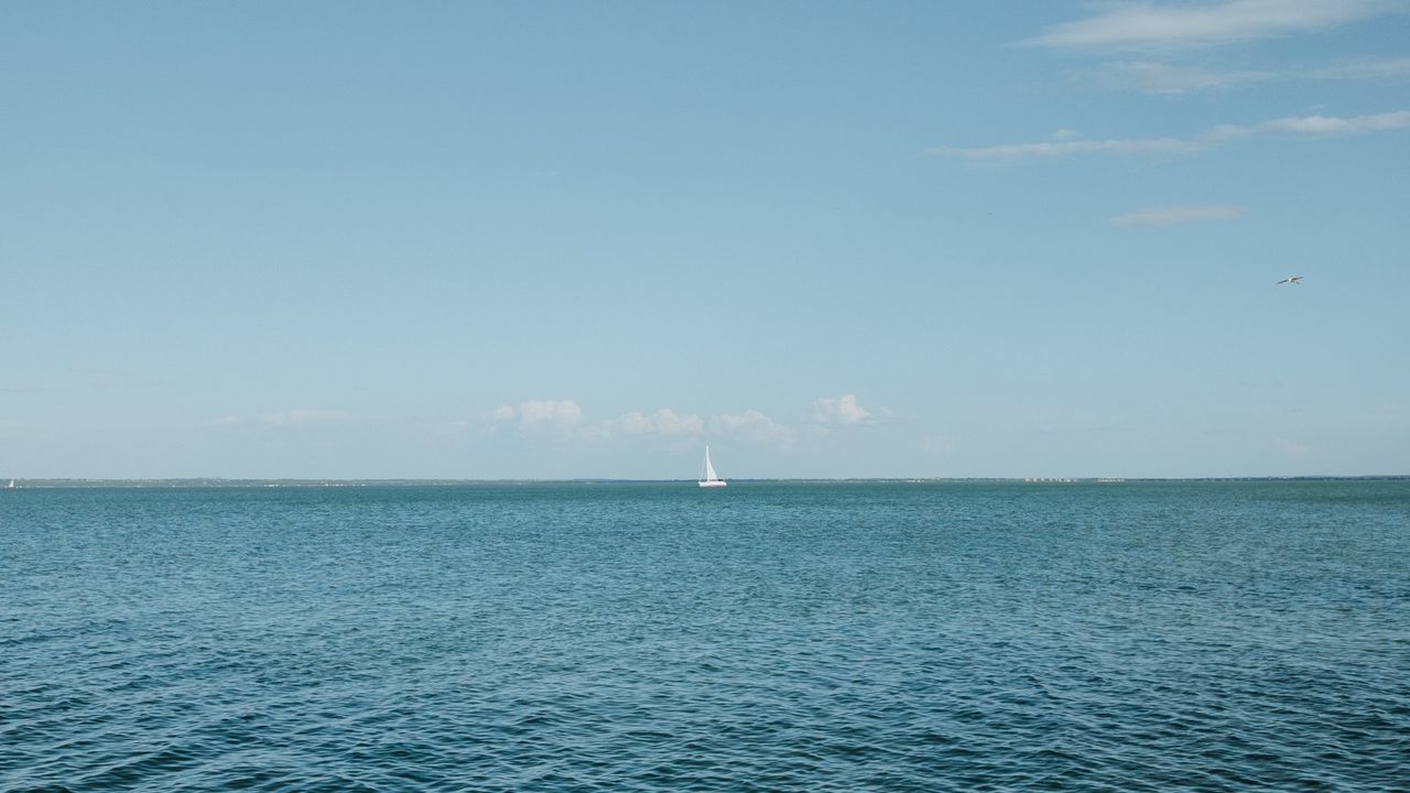 Wallpaper sailboat, horizon, sea, sky