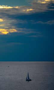 Preview wallpaper sailboat, horizon, sea, water