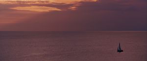 Preview wallpaper sailboat, horizon, sea, sunset
