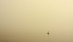 Preview wallpaper sailboat, sea, fog, uniform, lonely, haze