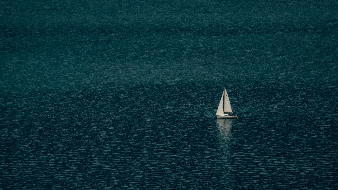 Wallpaper sailboat, sea, water, minimalism