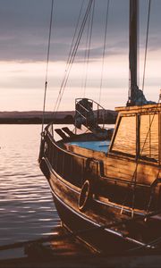 Preview wallpaper sailboat, sunset, sea
