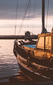 Preview wallpaper sailboat, sunset, sea