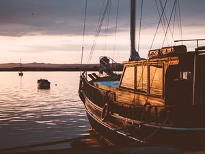 Preview wallpaper sailboat, sunset, sea