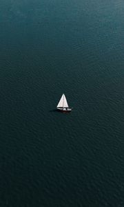 Preview wallpaper sailboat, water, waves, wavy