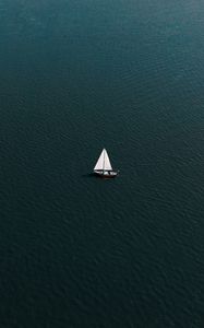 Preview wallpaper sailboat, water, waves, wavy