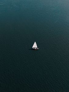 Preview wallpaper sailboat, water, waves, wavy