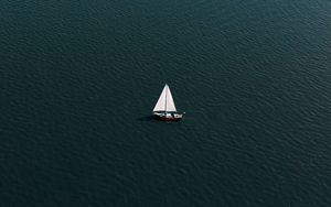 Preview wallpaper sailboat, water, waves, wavy