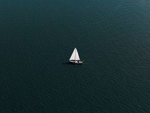 Preview wallpaper sailboat, water, waves, wavy