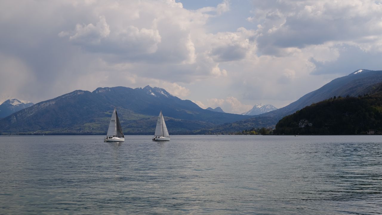 Wallpaper sailboats, boats, lake, mountains, landscape