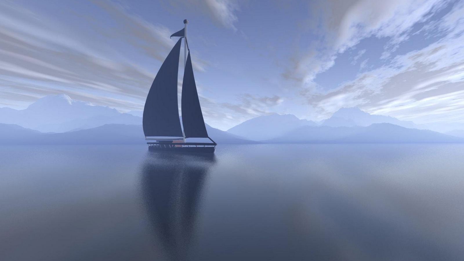 Download wallpaper 1600x900 sailing vessel, fog, sea widescreen 16:9 hd ...