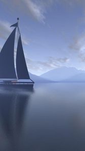 Preview wallpaper sailing vessel, fog, sea