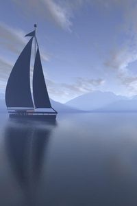Preview wallpaper sailing vessel, fog, sea