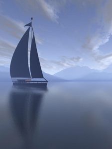 Preview wallpaper sailing vessel, fog, sea