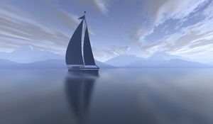 Preview wallpaper sailing vessel, fog, sea