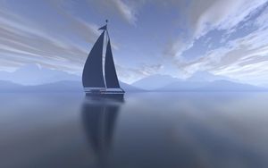 Preview wallpaper sailing vessel, fog, sea