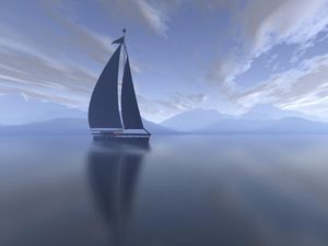 Preview wallpaper sailing vessel, fog, sea