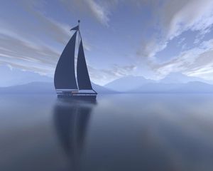 Preview wallpaper sailing vessel, fog, sea