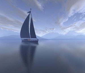 Preview wallpaper sailing vessel, fog, sea