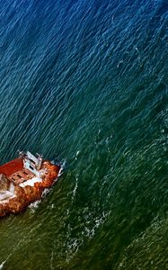 Preview wallpaper sailing vessel, from above, corner, construction, coast, break, water, sea