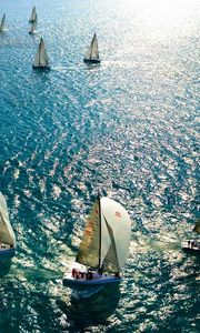 Preview wallpaper sails, masts, boats, ocean, sea