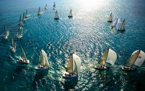 Preview wallpaper sails, masts, boats, ocean, sea