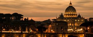 Preview wallpaper saint peters basilica, cathedral, bridge, lights, dark