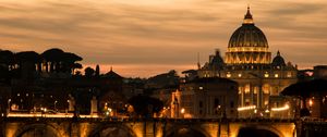 Preview wallpaper saint peters basilica, cathedral, bridge, lights, dark