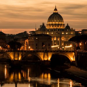 Preview wallpaper saint peters basilica, cathedral, bridge, lights, dark