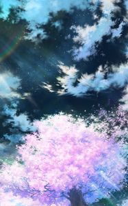 Preview wallpaper sakura, art, sky, anime, pink