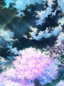 Preview wallpaper sakura, art, sky, anime, pink