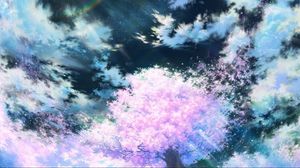 Preview wallpaper sakura, art, sky, anime, pink