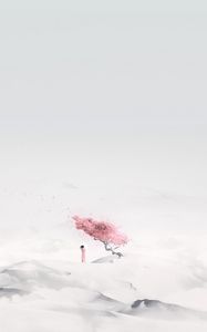 Preview wallpaper sakura, girl, minimalism, desert