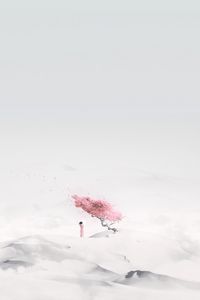 Preview wallpaper sakura, girl, minimalism, desert