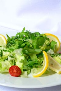 Preview wallpaper salad, lemon, cherry tomatoes, fresh herbs