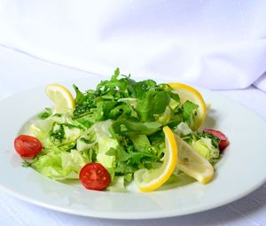 Preview wallpaper salad, lemon, cherry tomatoes, fresh herbs