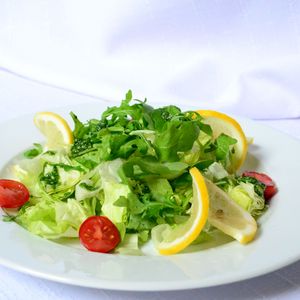 Preview wallpaper salad, lemon, cherry tomatoes, fresh herbs