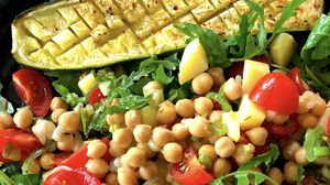 Preview wallpaper salad, vegetables, chickpeas, food