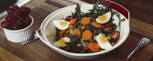 Preview wallpaper salad, vegetables, eggs, carrots, dinner