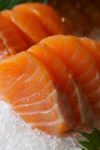 Preview wallpaper salmon, ice, fish, meat, sliced