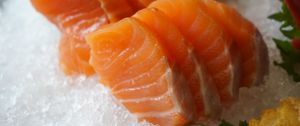 Preview wallpaper salmon, ice, fish, meat, sliced