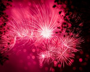 Preview wallpaper salute, fireworks, holiday, sparks, pink