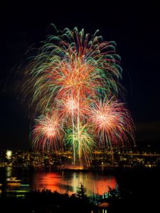 Preview wallpaper salute, fireworks, night city, city lights, seattle