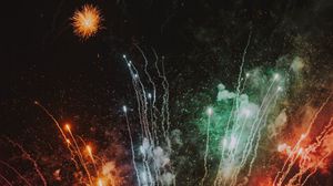 Preview wallpaper salute, holiday, fireworks, colorful, rays, sparks