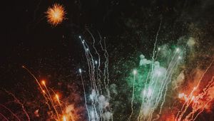 Preview wallpaper salute, holiday, fireworks, colorful, rays, sparks