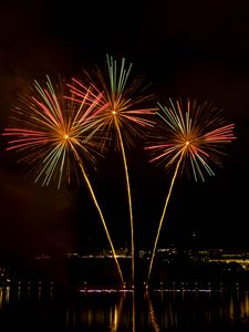 Preview wallpaper salute, sparks, long exposure, fireworks, dark