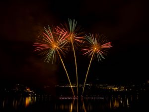 Preview wallpaper salute, sparks, long exposure, fireworks, dark