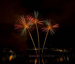 Preview wallpaper salute, sparks, long exposure, fireworks, dark