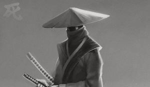 Preview wallpaper samurai, katanas, warrior, art, black and white